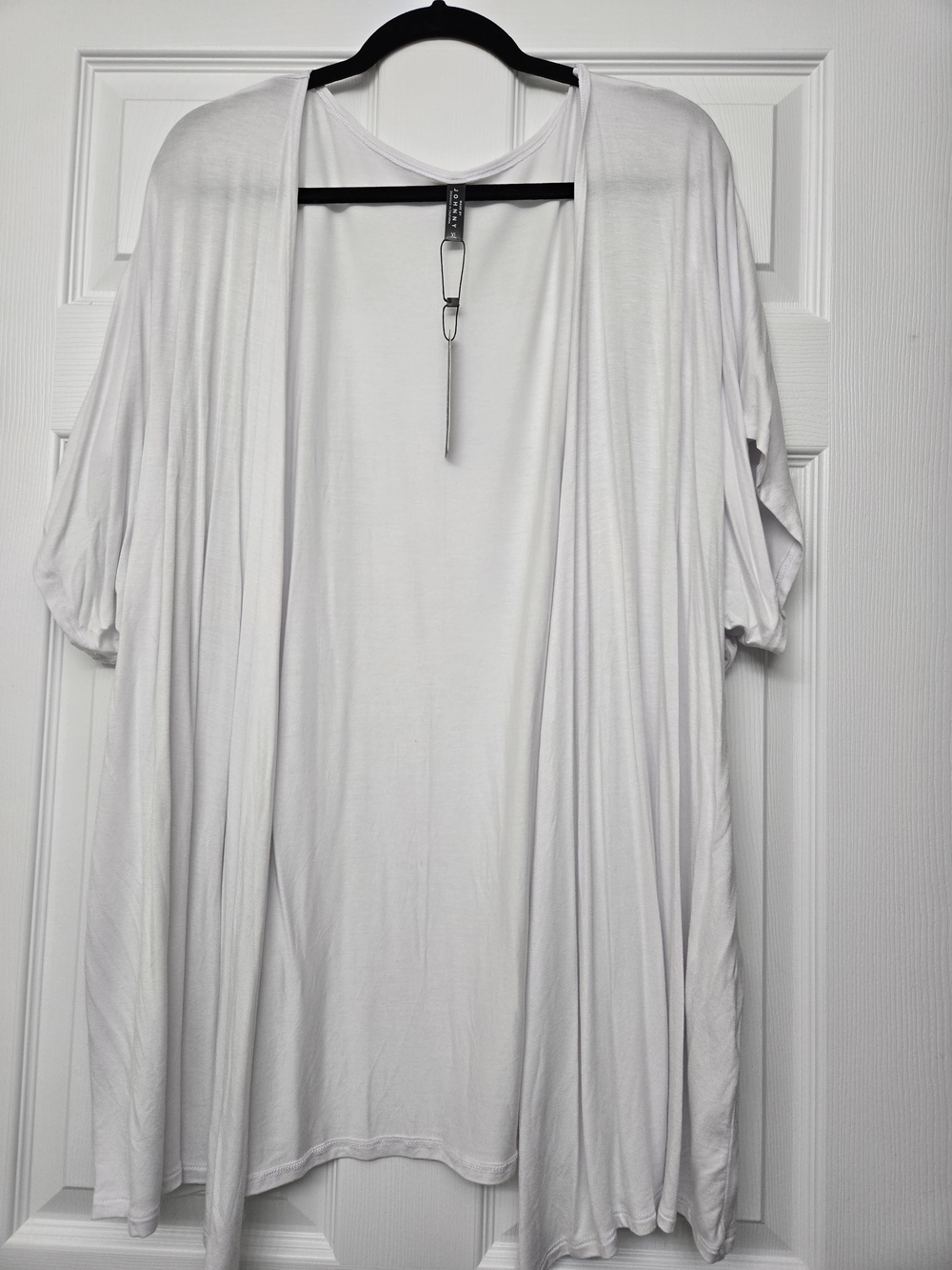 Draped Open-Front White Cardigan - Lightweight Layering